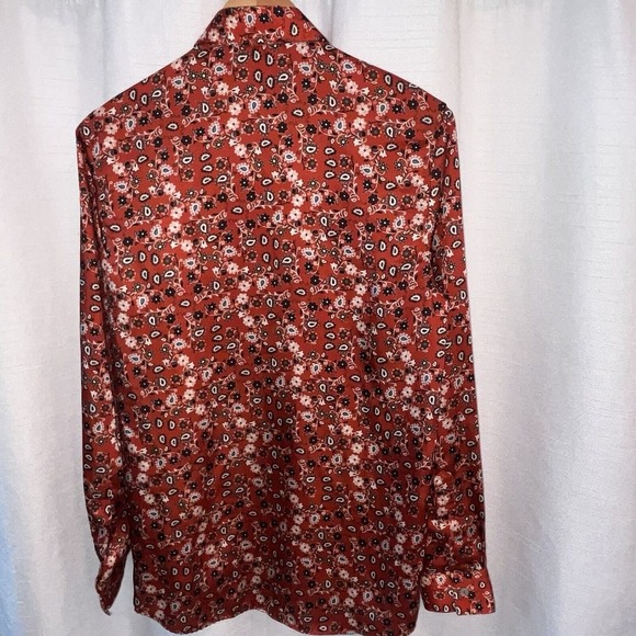 Zara Womens Floral Paisley Long Sleeve Button Up‎ Satin Small Bloomcore Career - Picture 2 of 10